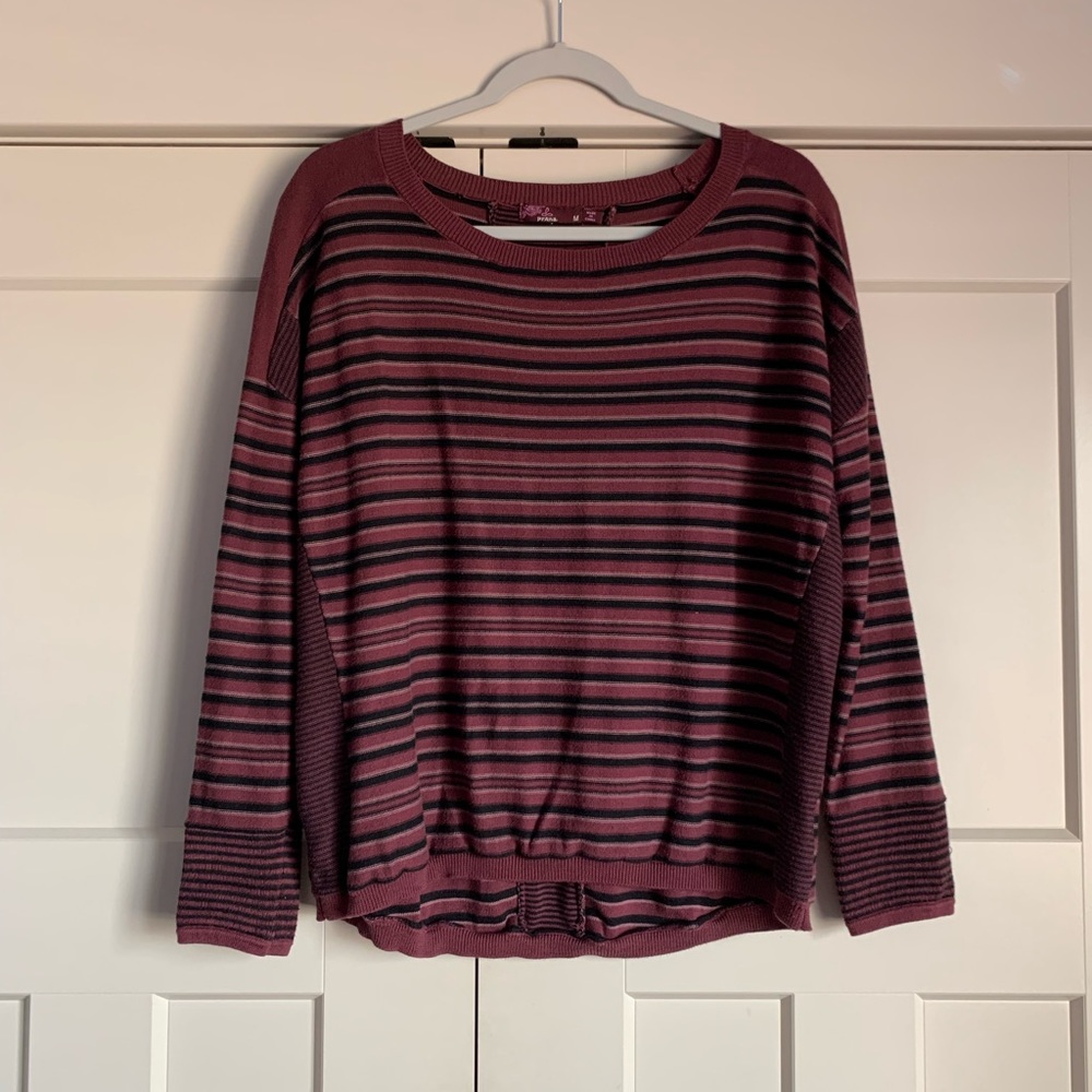 Prana purple striped sweater size medium